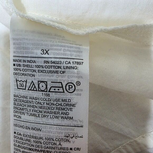 Old Navy 3X Embroidered Mini Swing Dress Creme Black Flutter Boho Pockets Cotton - Picture 7 of 11